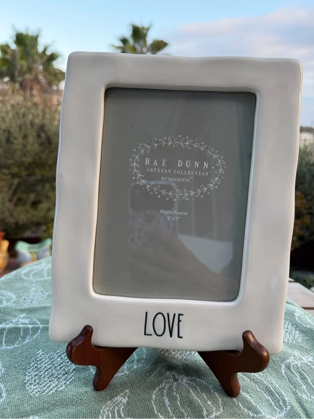 Rae Dunn White Ceramic Photo Frame with LOVE Script